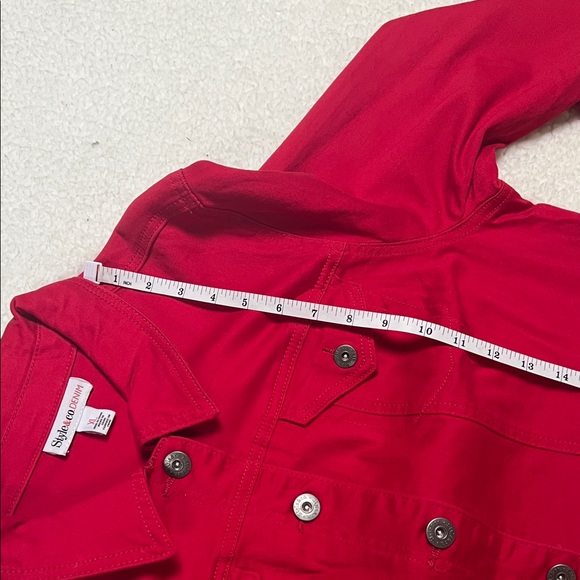 NWOT Style and Company Vibrant Red Denim/Twill Jacket XL - Picture 6 of 10
